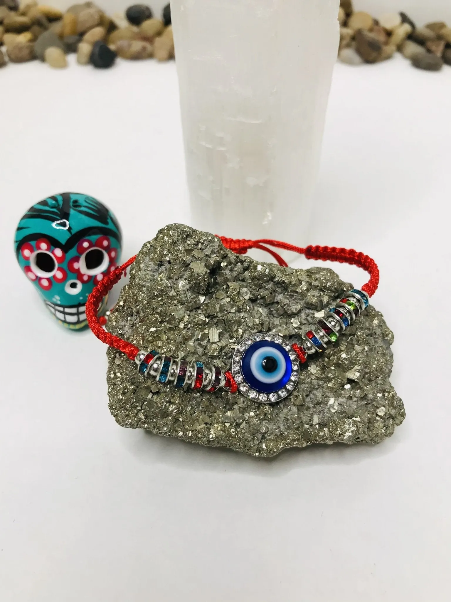 Evil Eye  Crystal Bracelet    Block Negative Energy   Red String Macrame Adjustable  Good luck Bracelet Evil Eye Protection