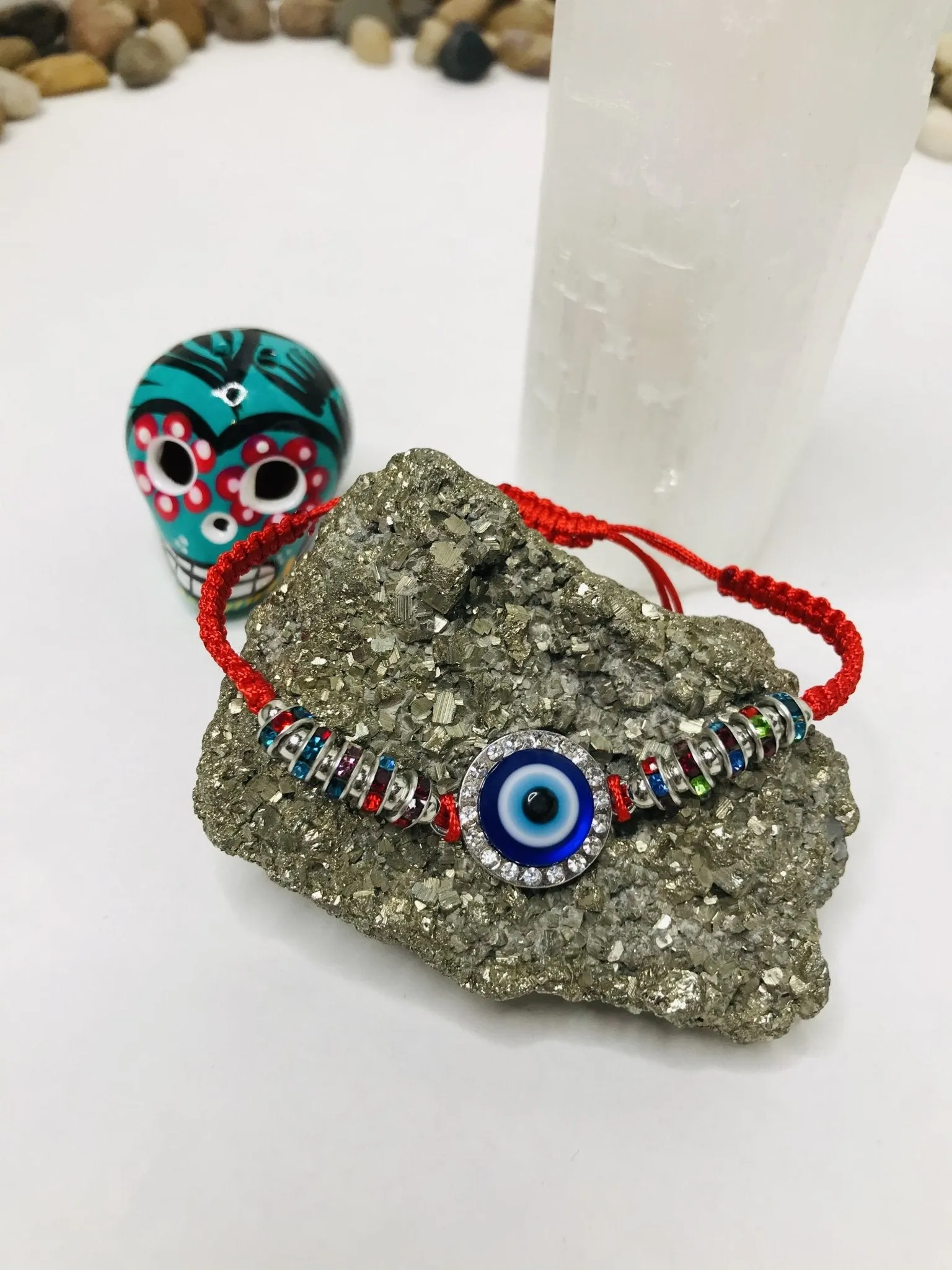 Evil Eye  Crystal Bracelet    Block Negative Energy   Red String Macrame Adjustable  Good luck Bracelet Evil Eye Protection