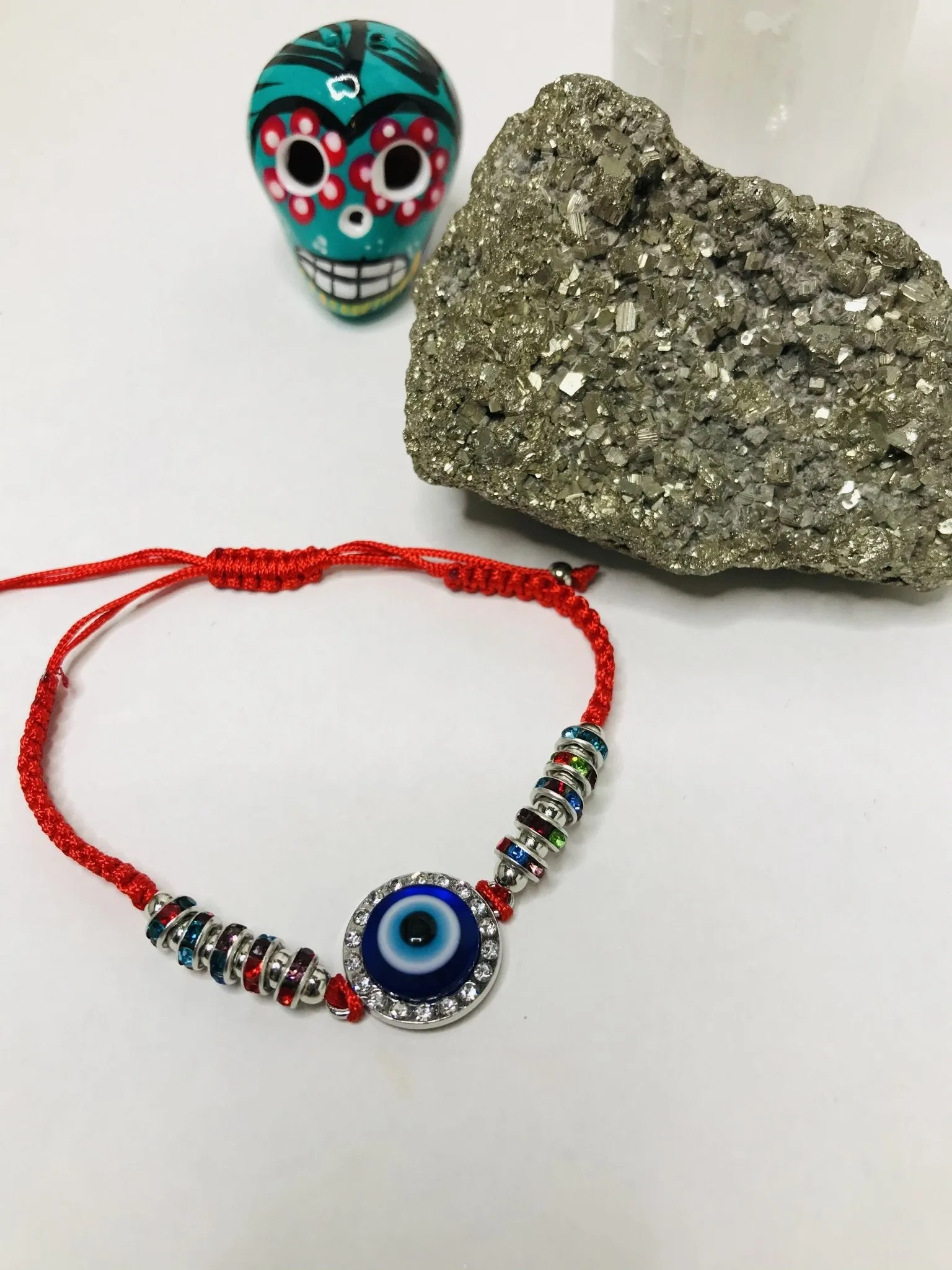 Evil Eye  Crystal Bracelet    Block Negative Energy   Red String Macrame Adjustable  Good luck Bracelet Evil Eye Protection