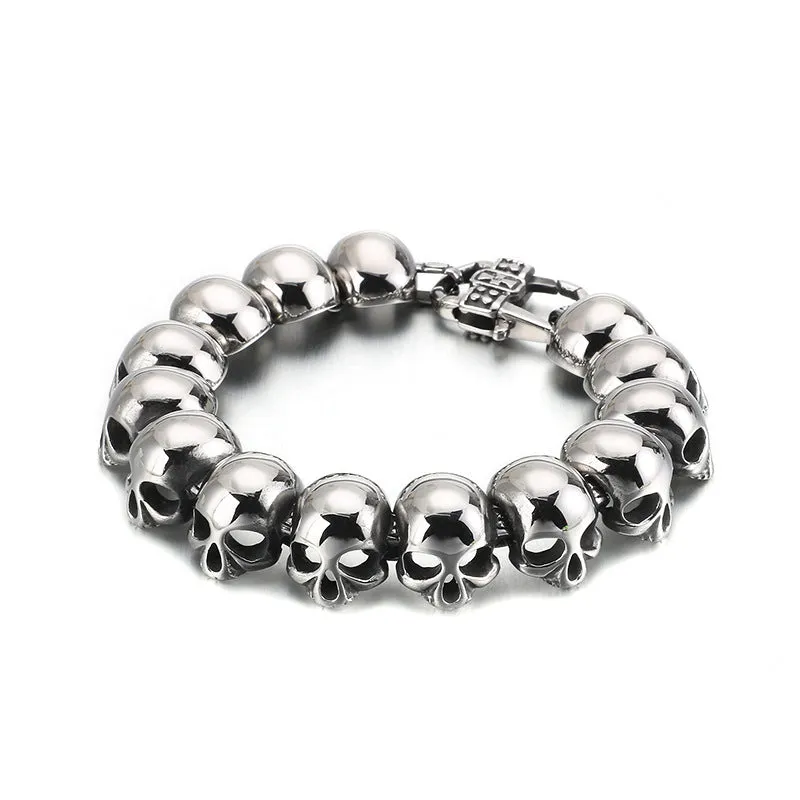 Exaggerated Skull Titanium Steel Bracelet for Men - Unique Hand Jewelry Gifts with European and American Flair