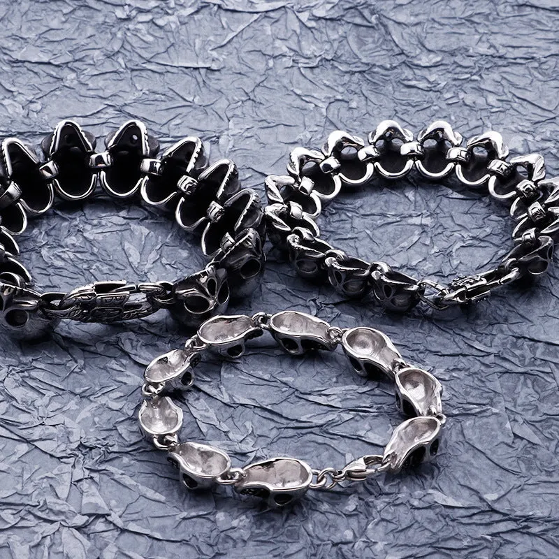 Exaggerated Skull Titanium Steel Bracelet for Men - Unique Hand Jewelry Gifts with European and American Flair