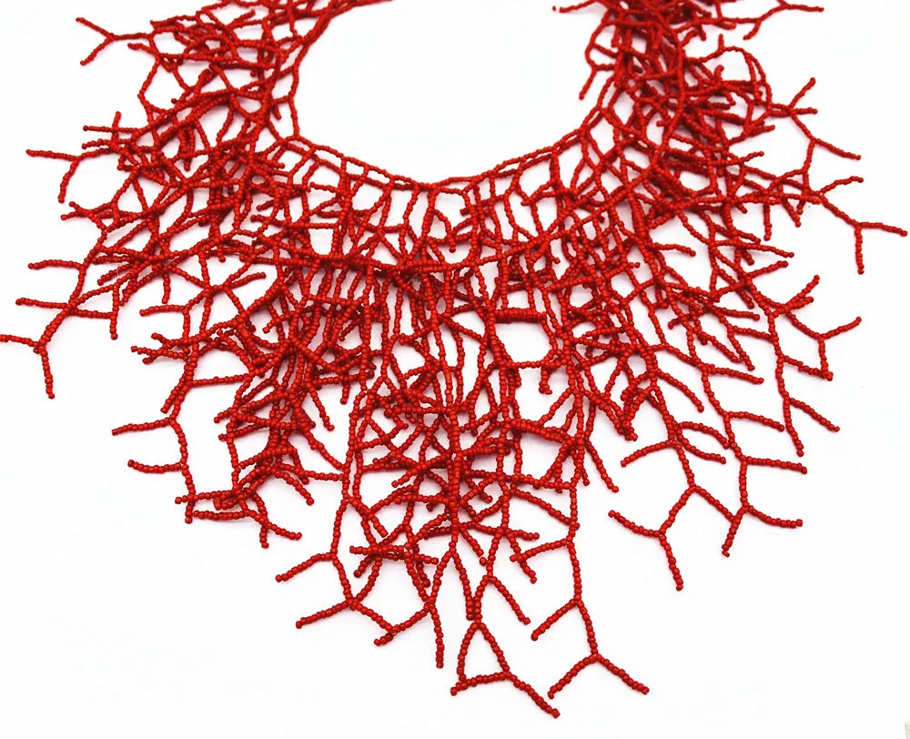 Exotic Coral Branch Tassel Necklace with Three Layers, Oversized Cross-border Jewelry, Unique Find from Amazon