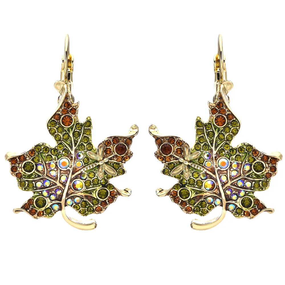 Falling Leaves Leverback Earrings (Goldtone)