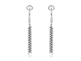 Feather Design Diamond Dangle Earrings