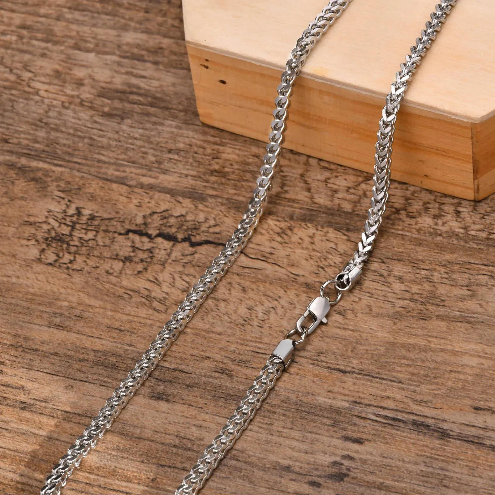 Franco Chain Necklace 3mm Thick Stainless Steel Necklace Men Chain Jewelry