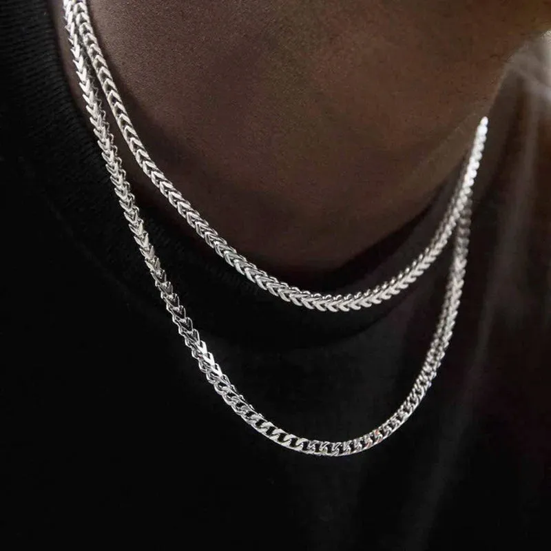 Franco Chain Necklace 3mm Thick Stainless Steel Necklace Men Chain Jewelry