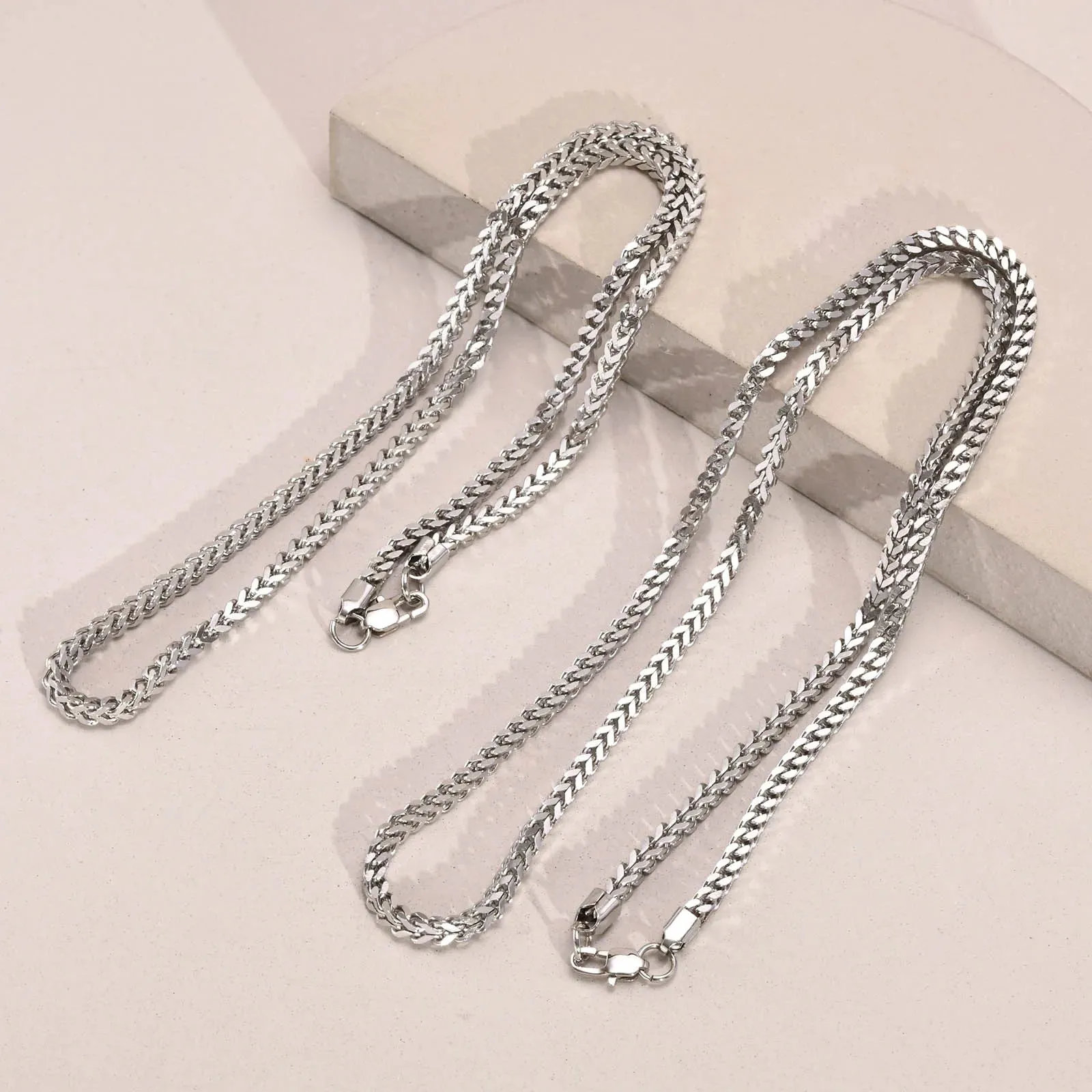 Franco Chain Necklace 3mm Thick Stainless Steel Necklace Men Chain Jewelry