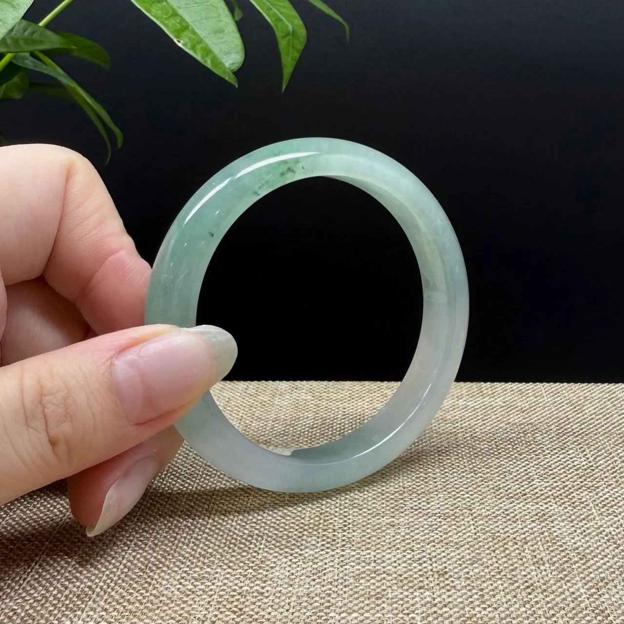 Genuine Burmese Icy Green Jade Jadeite Bangle Bracelet ( 53mm )