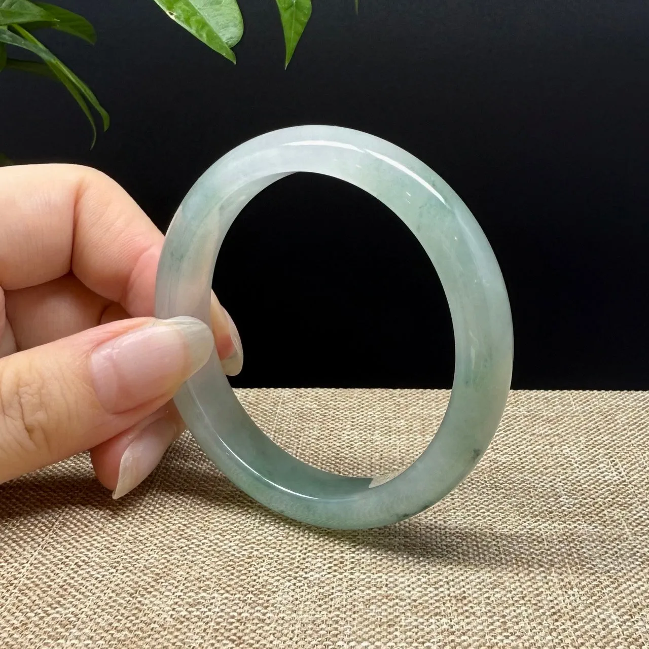 Genuine Burmese Icy Green Jade Jadeite Bangle Bracelet ( 53mm )