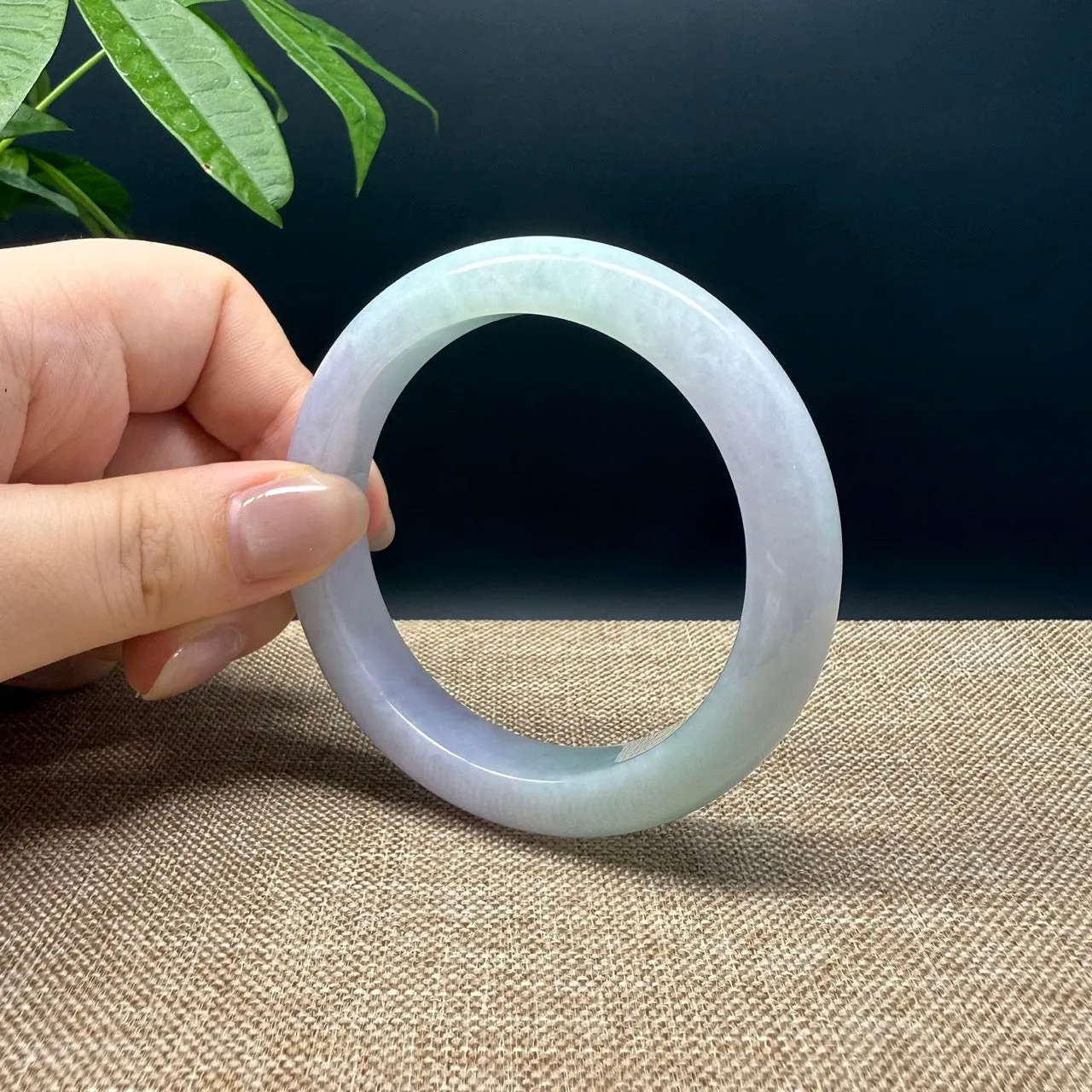 Genuine Burmese Lavender Green Jade Jadeite Bangle Bracelet ( 57mm )