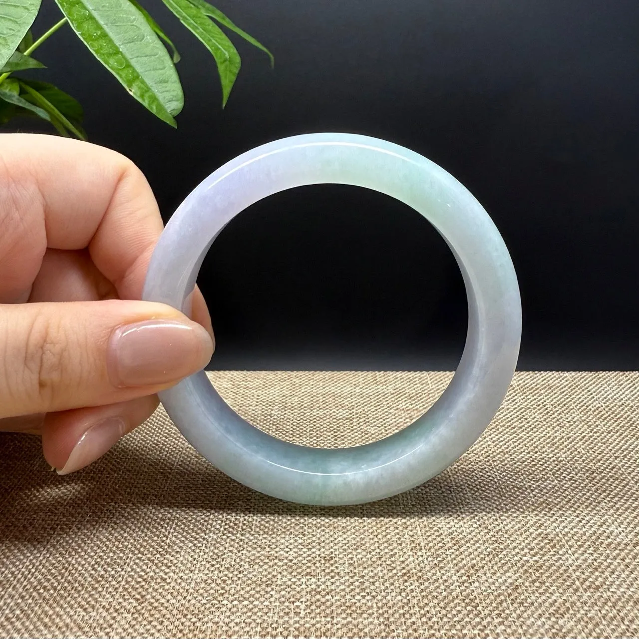 Genuine Burmese Lavender Green Jade Jadeite Bangle Bracelet ( 57mm )