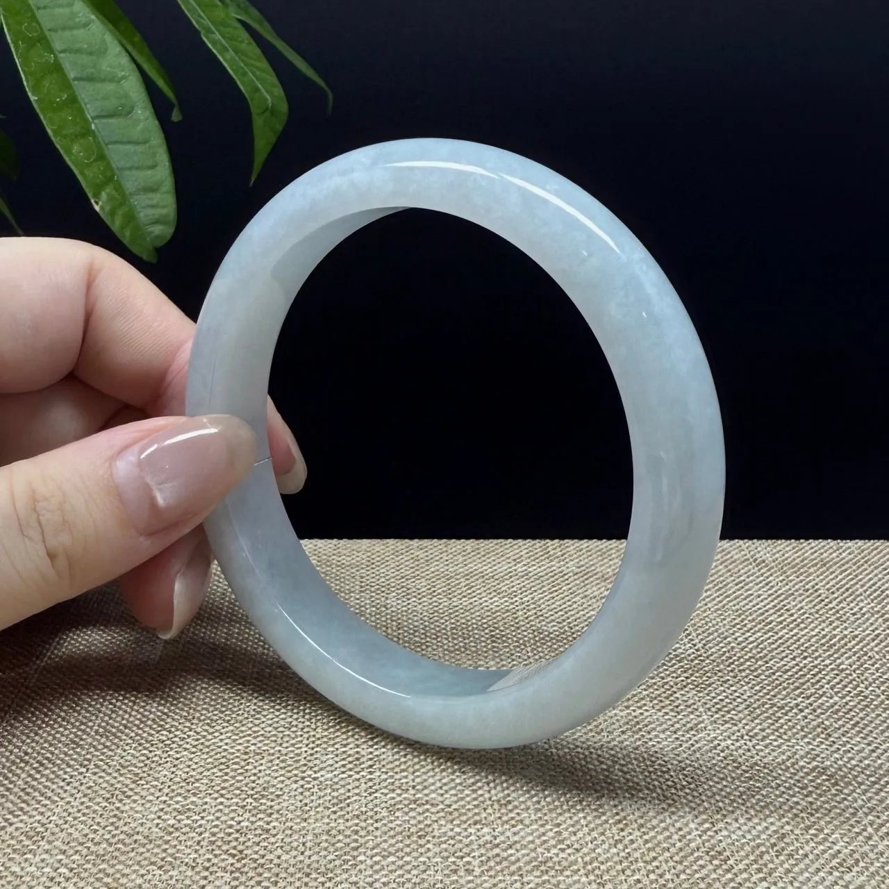 Genuine Burmese Lavender Green Jade Jadeite Bangle Bracelet ( 62.5mm )