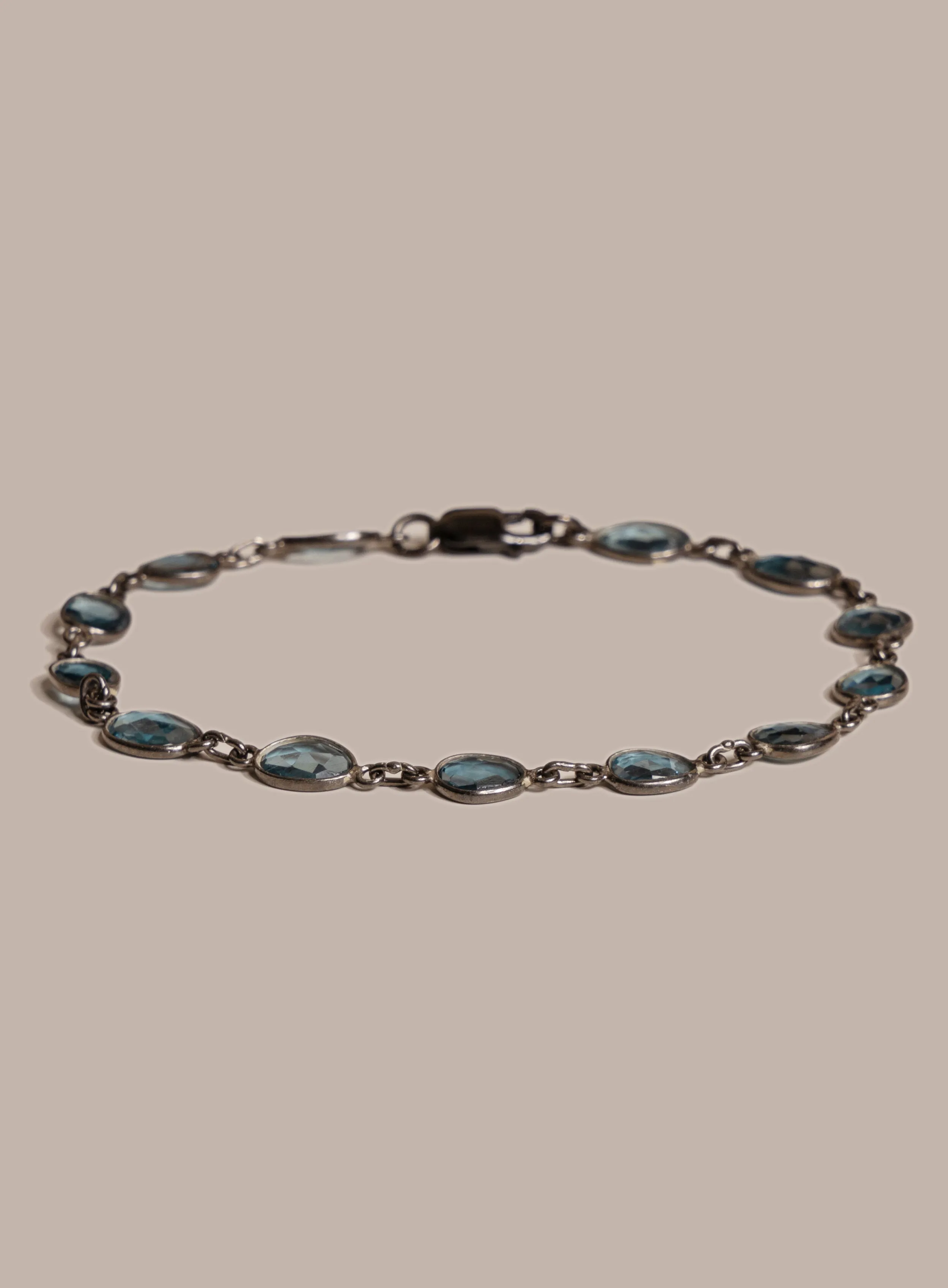 Genuine London Blue Topaz Link Bracelet for Men