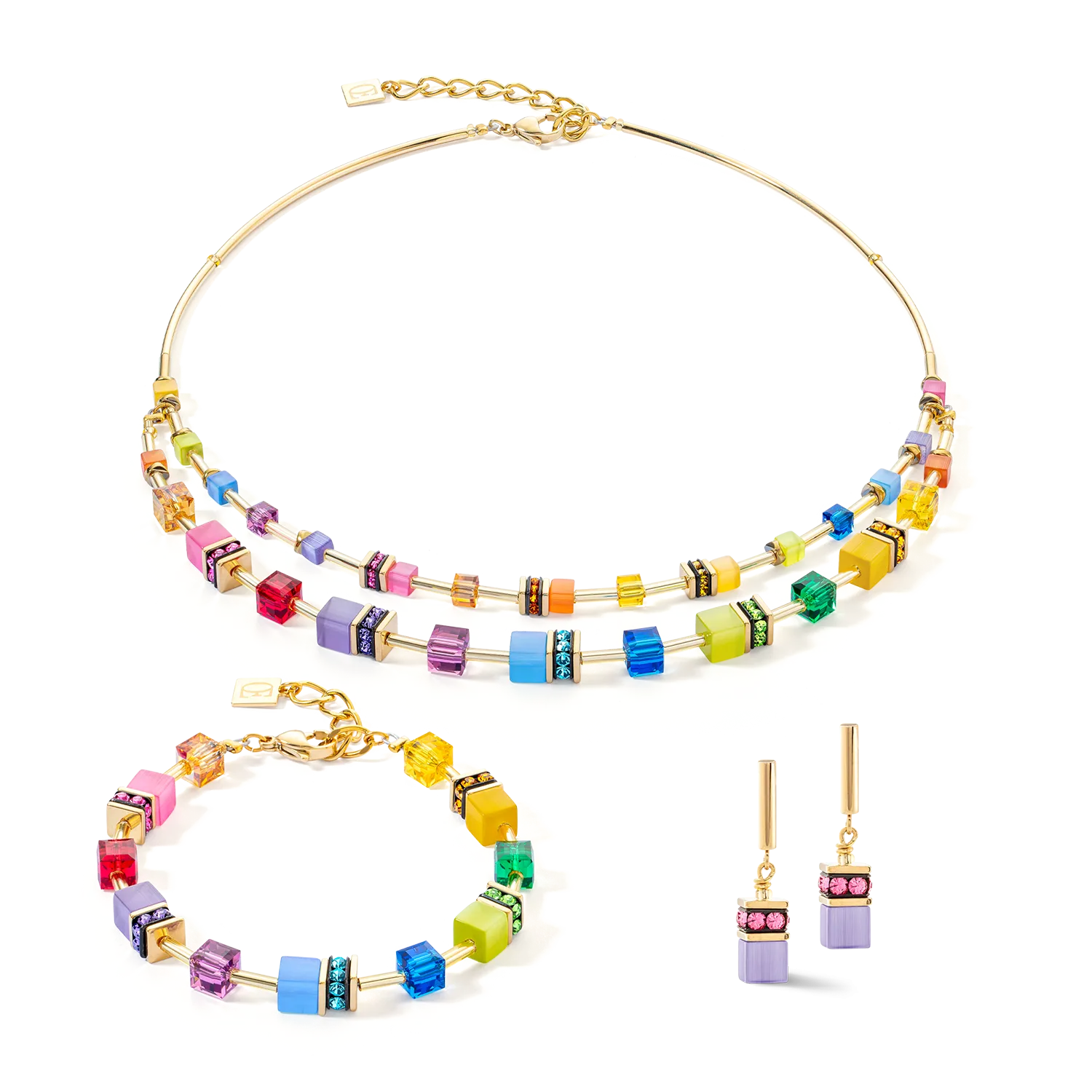 GeoCUBE® Iconic Layer bracelet gold-rainbow