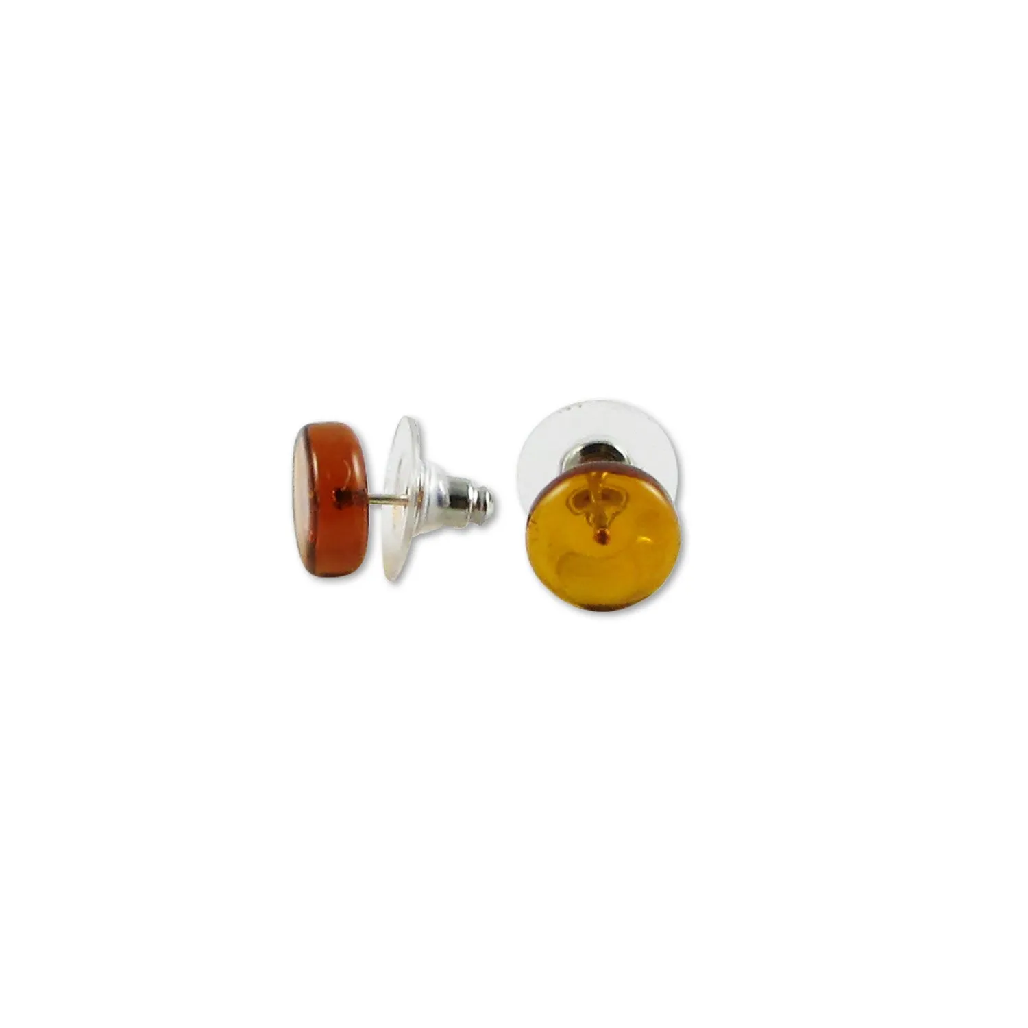 Glass Circle Studs - Amber