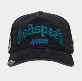 GodSpeed Forever Trucker Hat (Black Washed/Green)