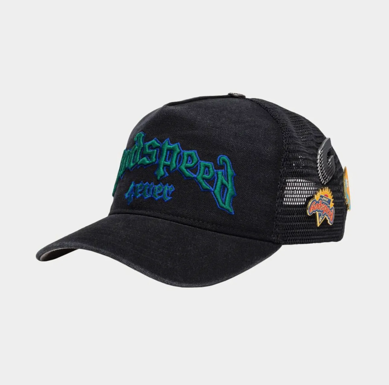 GodSpeed Forever Trucker Hat (Black Washed/Green)