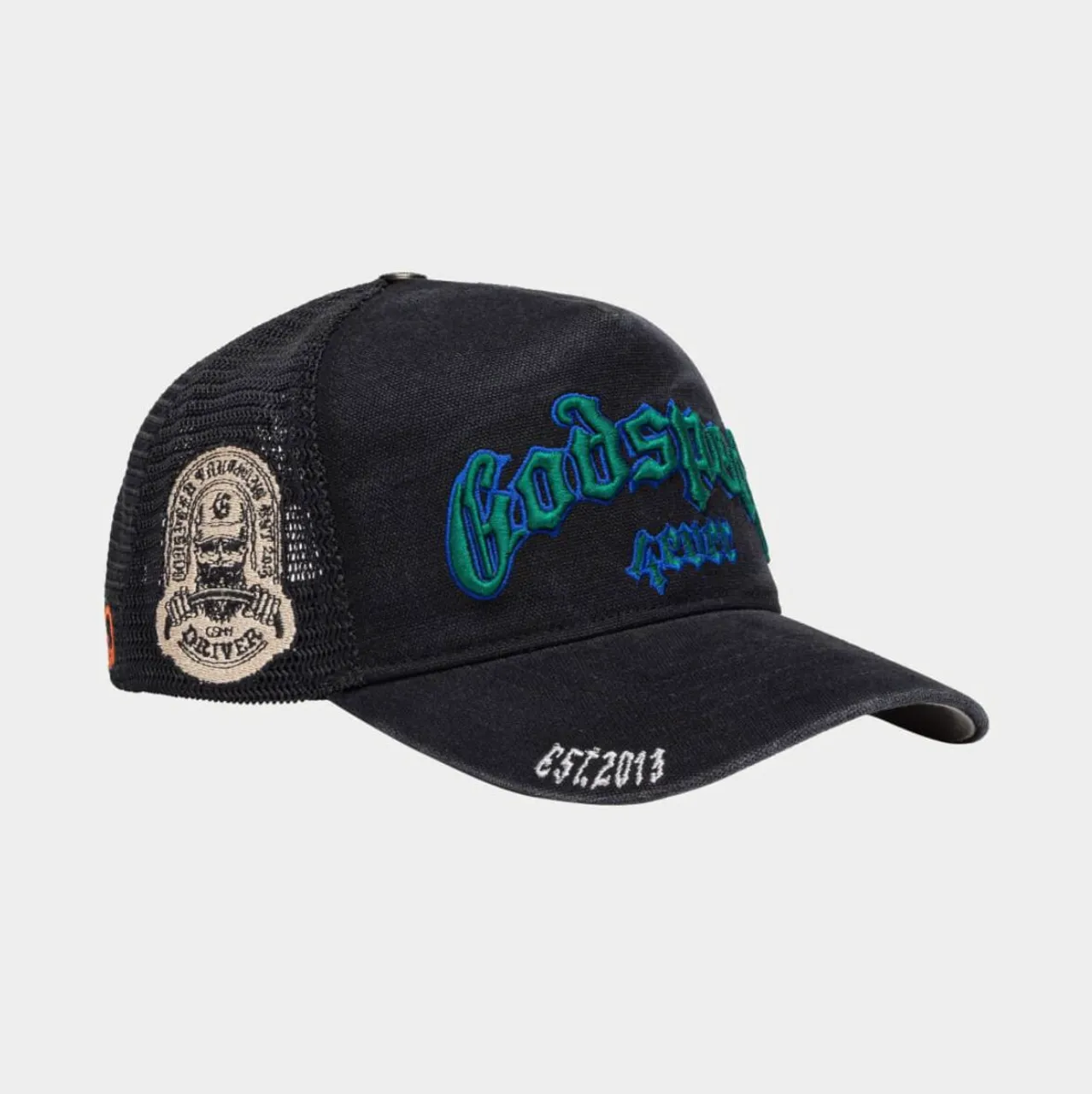 GodSpeed Forever Trucker Hat (Black Washed/Green)