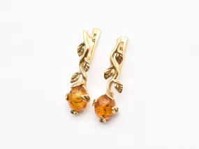 Gold Amber Earrings - Genuine Amber Earrings - Honey Drop Earrings