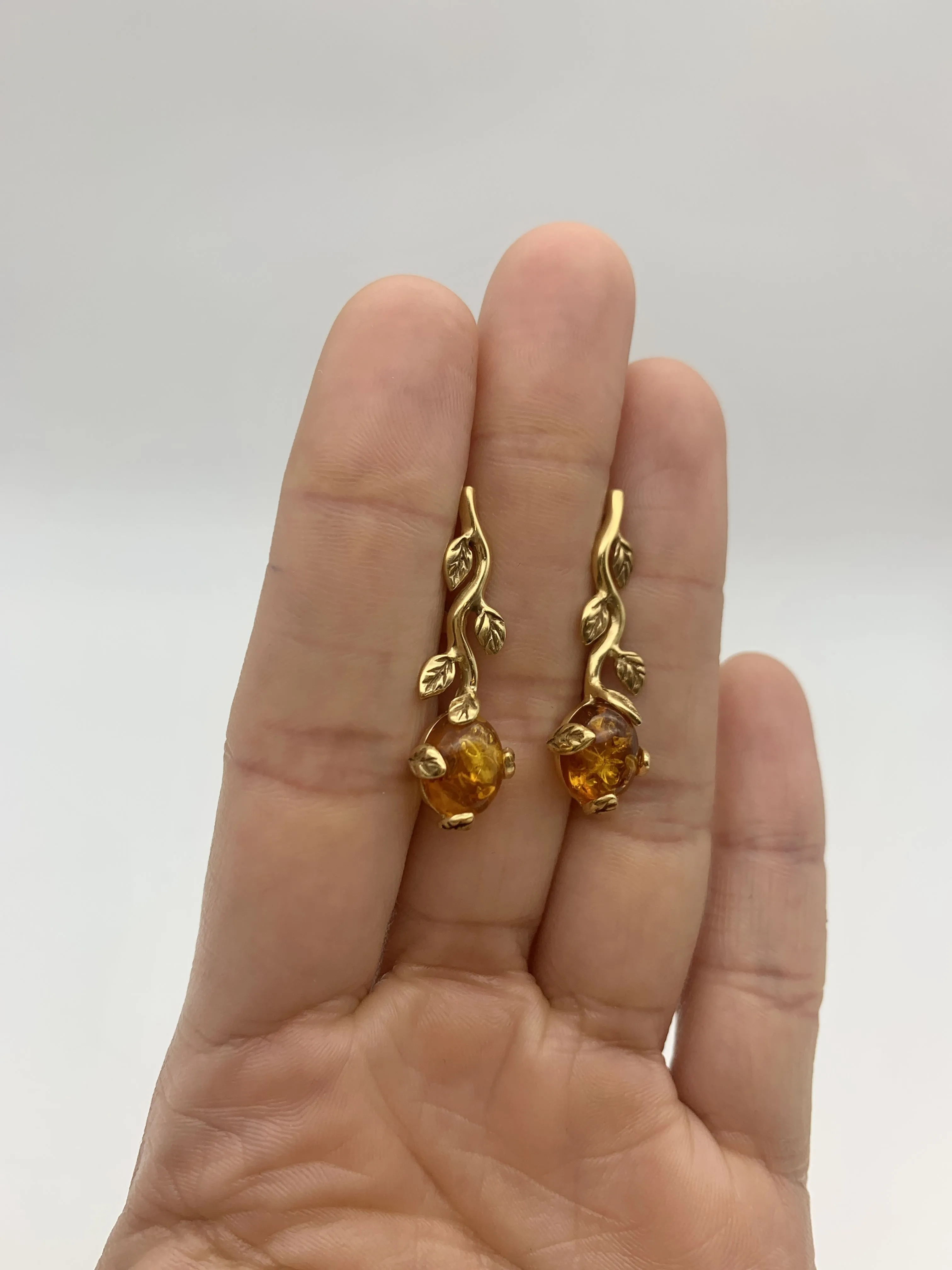 Gold Amber Earrings - Genuine Amber Earrings - Honey Drop Earrings