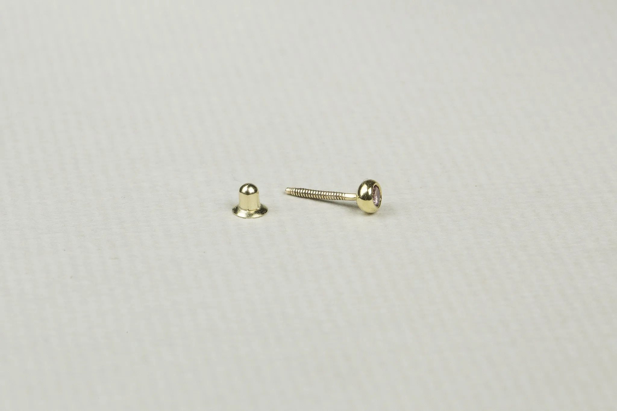 Gold and Pink Diamond Cartilage Screw Back Earring