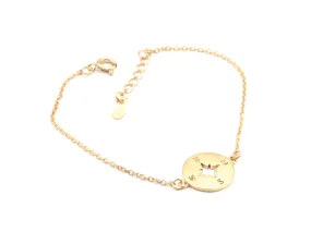 Gold Compass Bracelet - Gold Cardinal Bracelet - Star Disc Wristlet