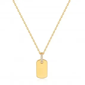 Gold Glam Tag Pendant Necklace N037-02G