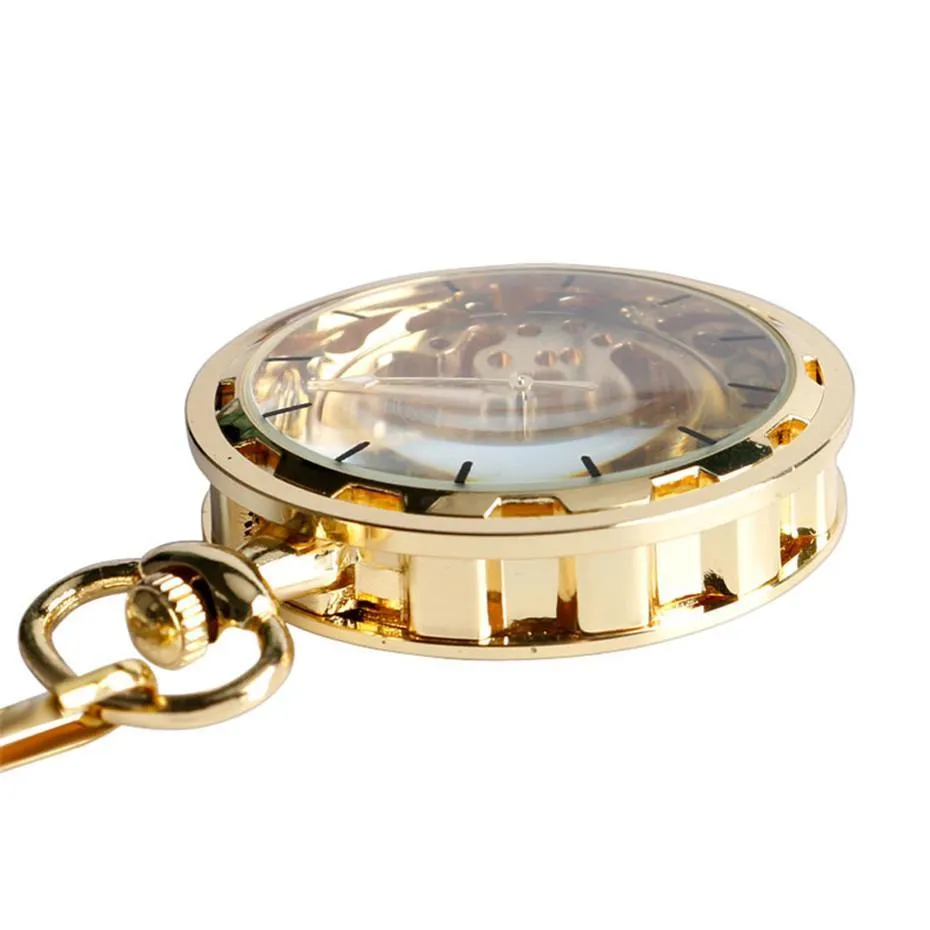 Gold Mechanical Skeleton Pocket Watch - Belphegor