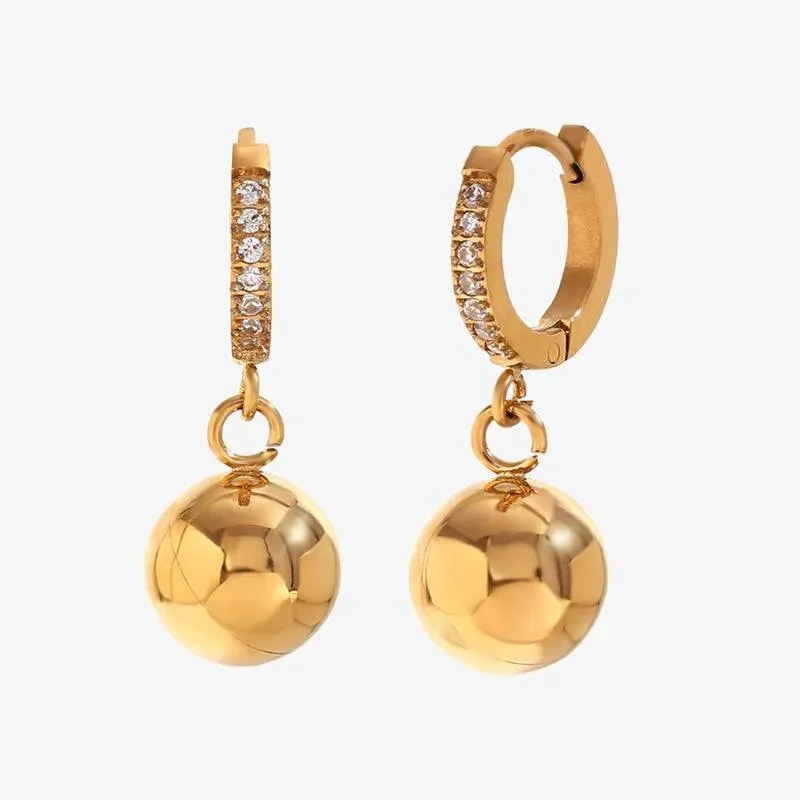 Gold-Plated Star and Sphere Drop Earrings-Hypoallergenic Fashion Earrings