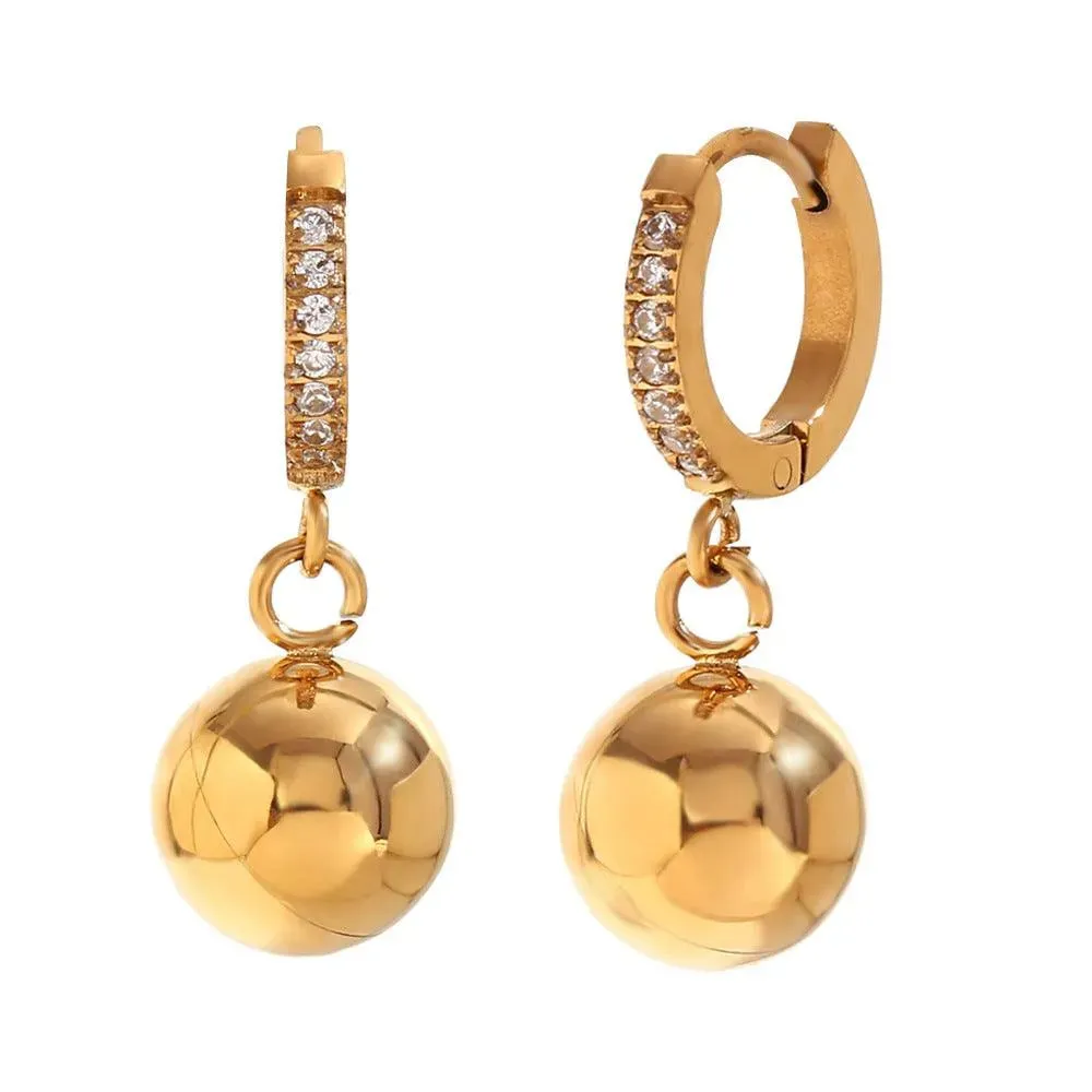 Gold-Plated Star and Sphere Drop Earrings-Hypoallergenic Fashion Earrings