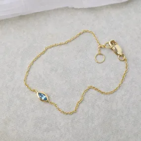 Gold Vermeil Marquis Blue Topaz Solitaire Bracelet