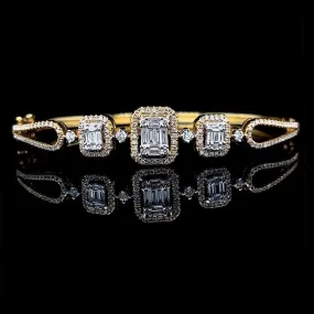 Golden Trinity Emerald Diamond Bracelet 14kt