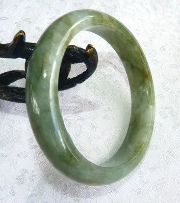 Good Green All Around Burmese Jadeite Bangle Bracelet 55 mm Grade A   Certificate (659)