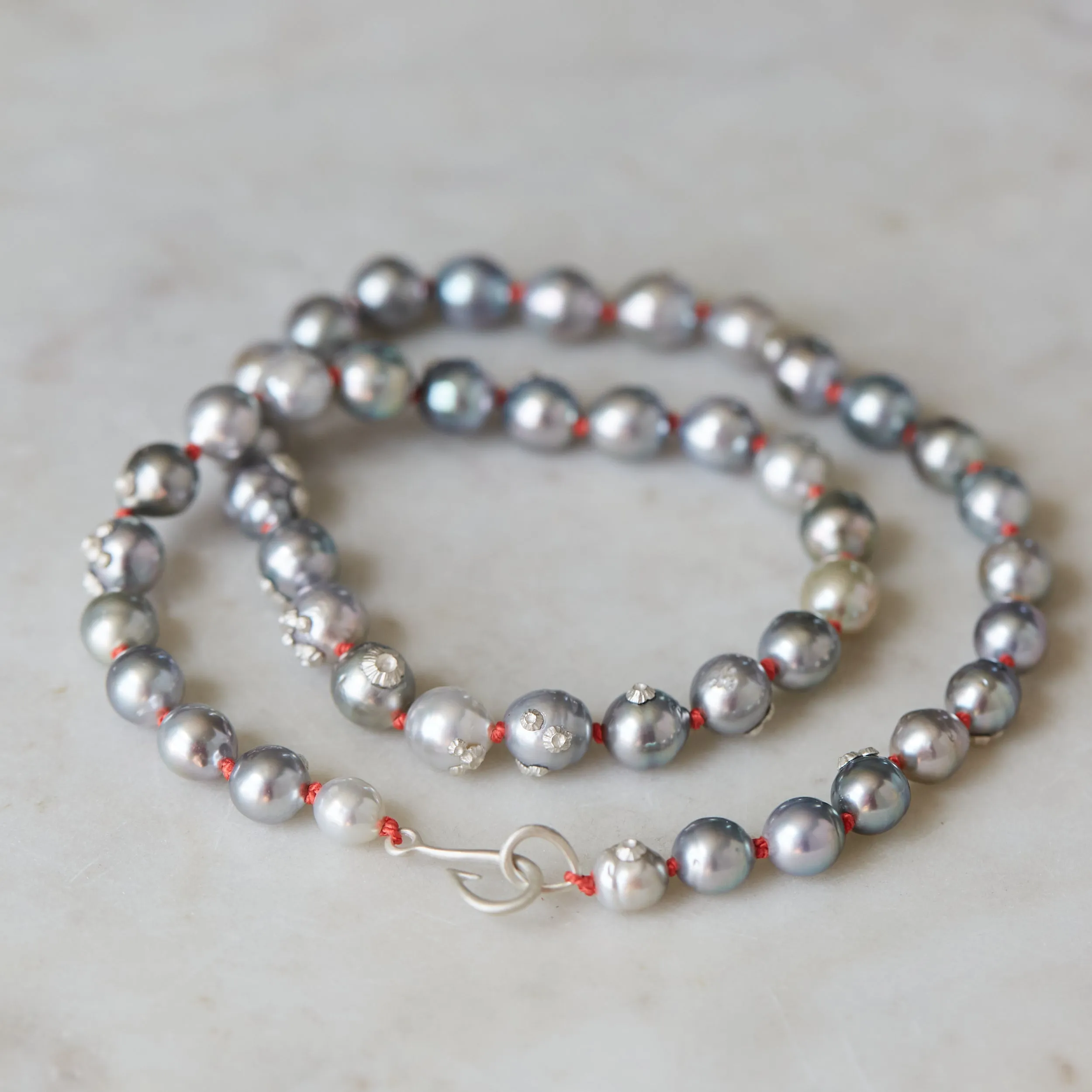 Guanine Tahitian Pearl Ruthie B. Necklace with Barnacles