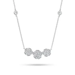 Halo Diamond Trio Necklace with Bezel-Set Diamonds