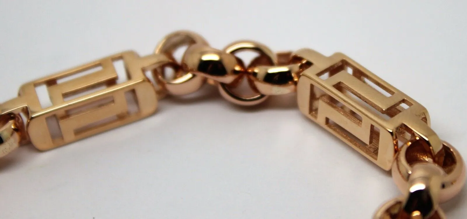 Heavy Solid 9ct Yellow,  Rose or White Gold Solid Belcher & Greek Key Bracelet