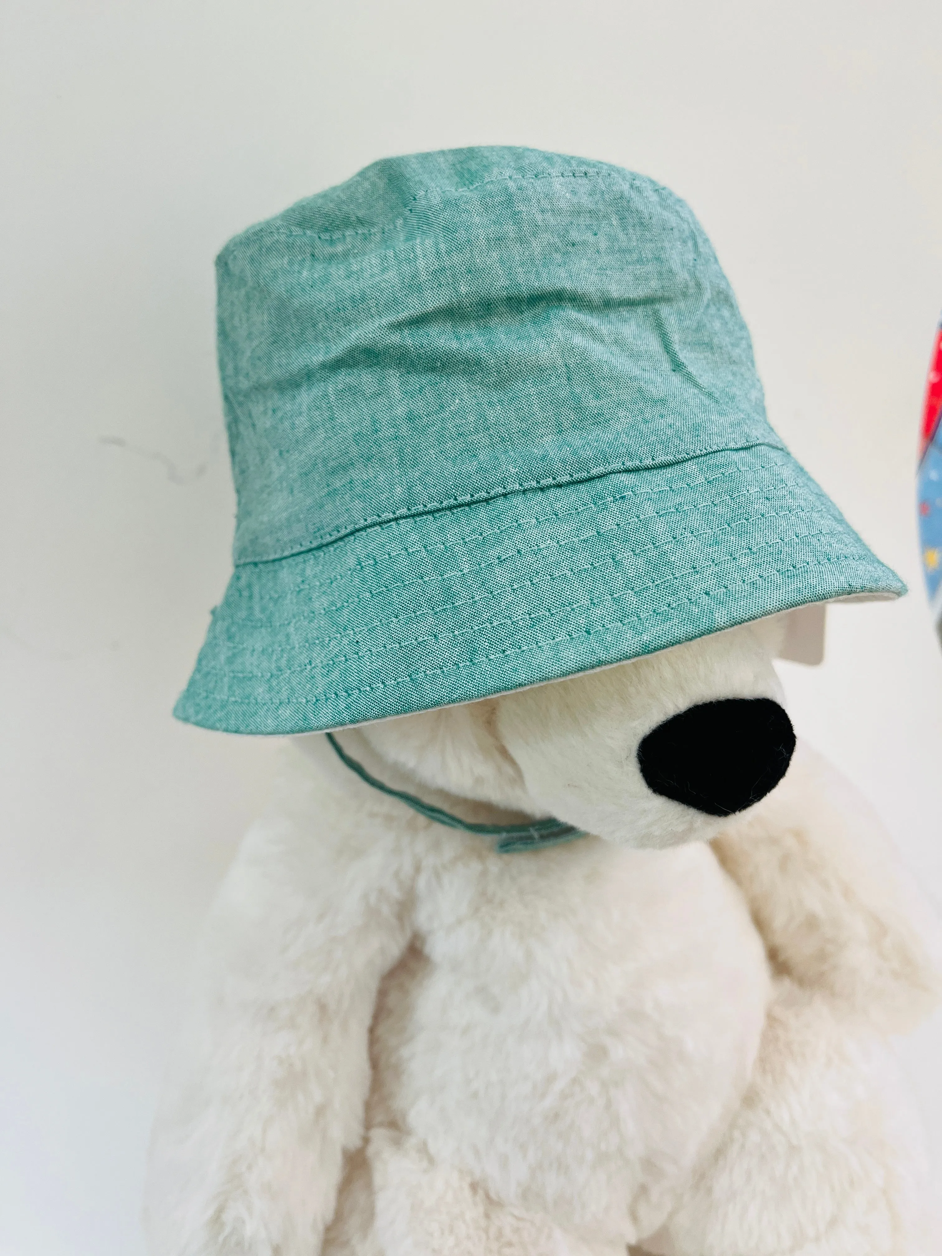 Hi Hop Chambray Reverse Green/White Denim Bucket Hat 2-3 YR