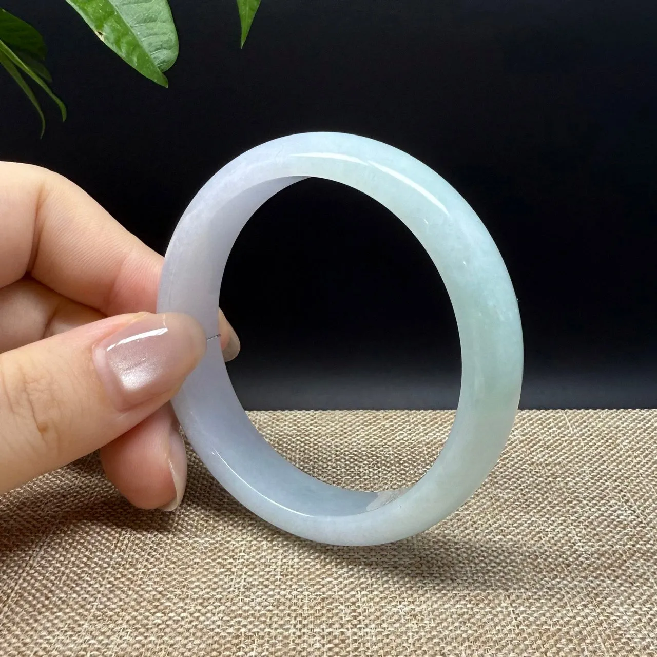 High end Genuine Burmese Lavender Green  Jade Jadeite Bangle Bracelet ( 52.4mm )