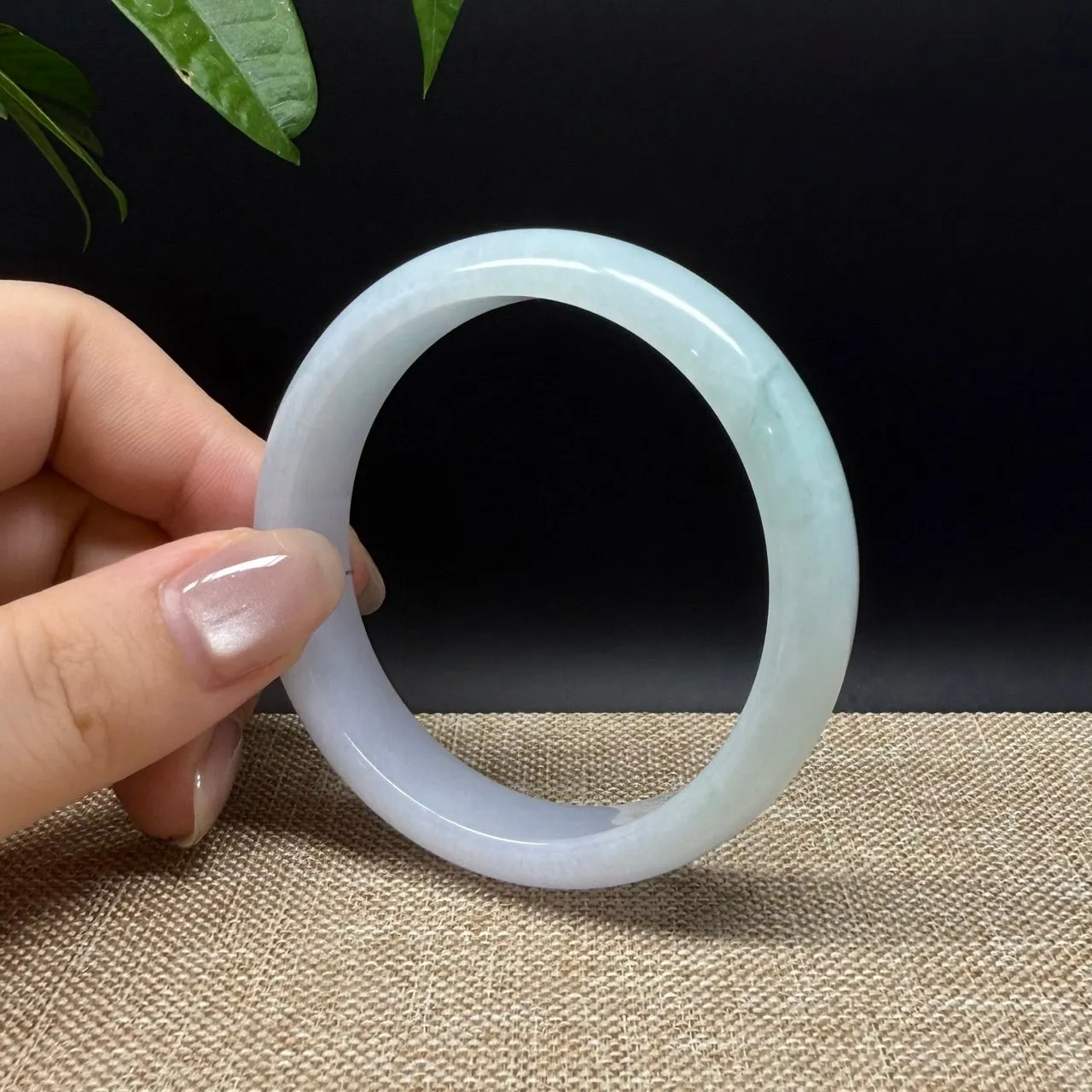 High end Genuine Burmese Lavender Green  Jade Jadeite Bangle Bracelet ( 52.4mm )