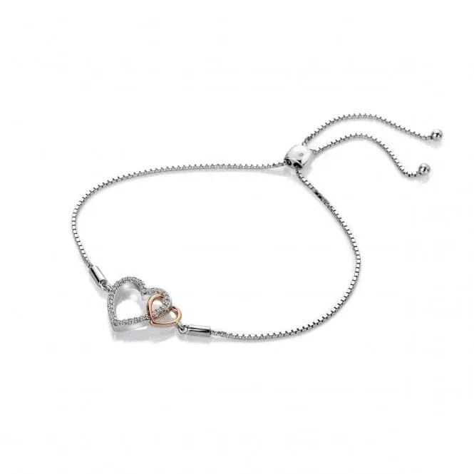 Hot Diamonds Sterling Silver Togetherness Open Heart Bracelet DL590