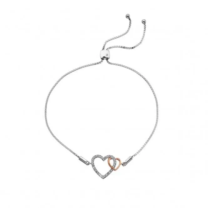 Hot Diamonds Sterling Silver Togetherness Open Heart Bracelet DL590