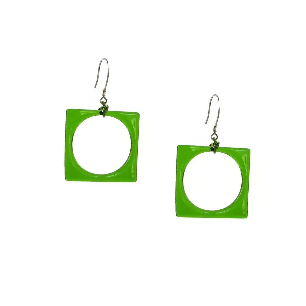 Hoyo Glass Earrings - Lime Green