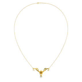 Hypnotic Gold And Diamond Floral Design Necklace