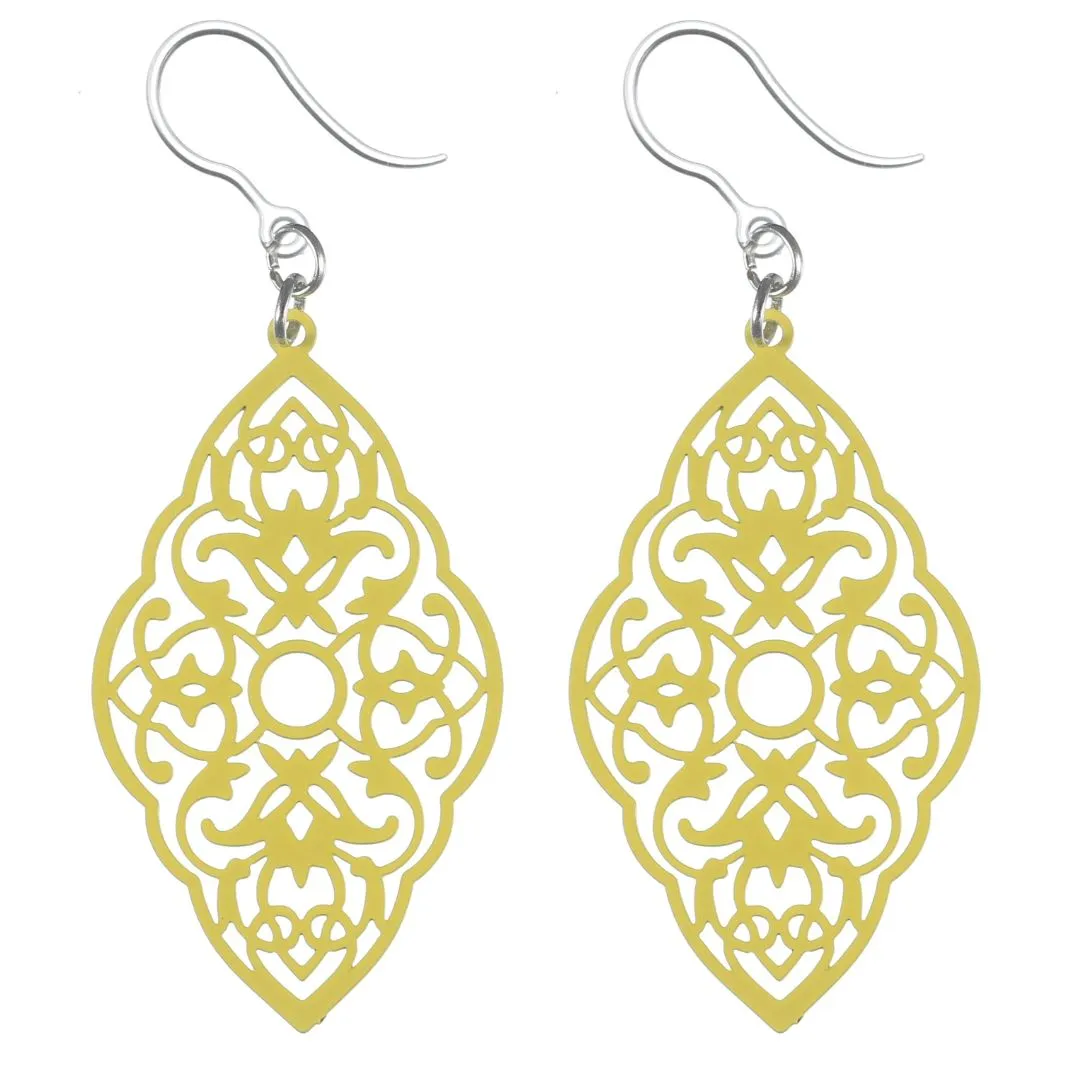 Intricate Diamond Dangles Hypoallergenic Earrings for Sensitive Ears Made with Plastic Posts