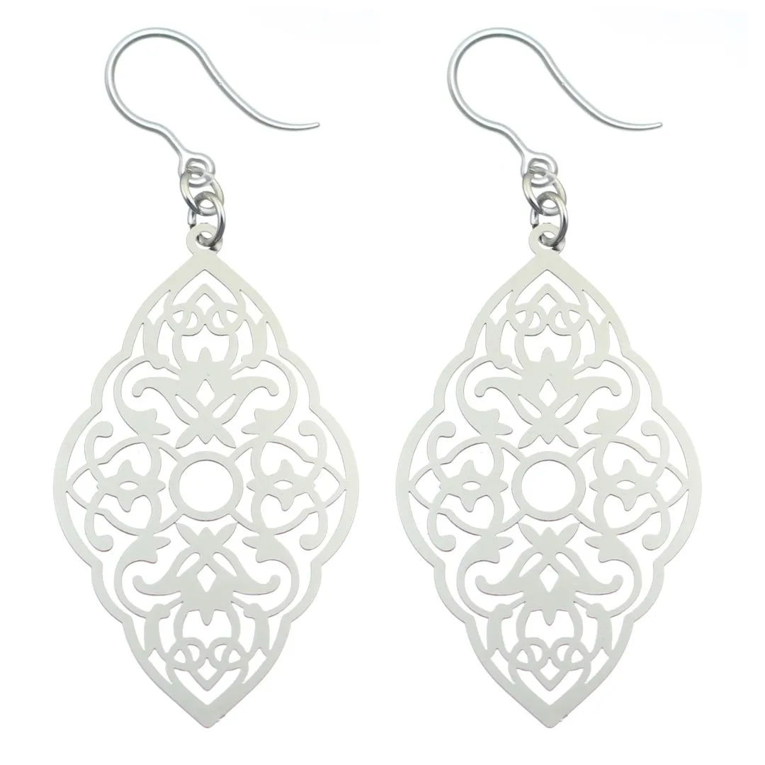 Intricate Diamond Dangles Hypoallergenic Earrings for Sensitive Ears Made with Plastic Posts