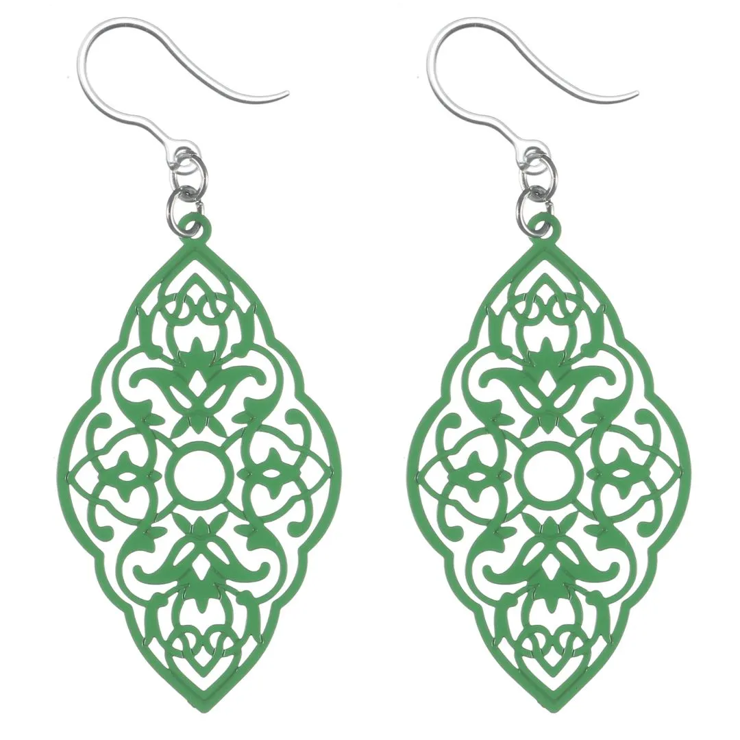 Intricate Diamond Dangles Hypoallergenic Earrings for Sensitive Ears Made with Plastic Posts