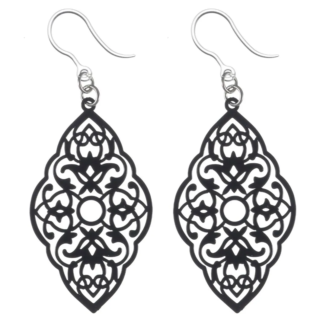 Intricate Diamond Dangles Hypoallergenic Earrings for Sensitive Ears Made with Plastic Posts