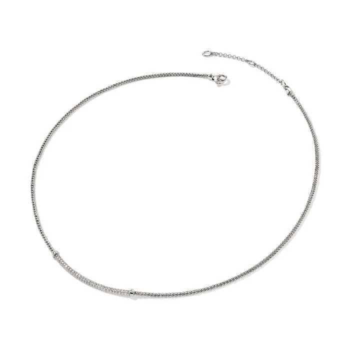 John Hardy 16"-18" Essential Pavé Bar Necklace in Sterling Silver