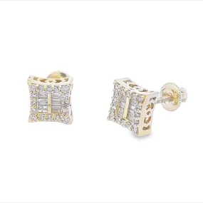 Kite Double Baguette Diamond Earrings .34cttw 10K Gold