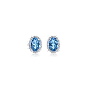 Lafonn Simulated Diamond & Blue Topaz Oval Halo Stud Earrings E0623BTP